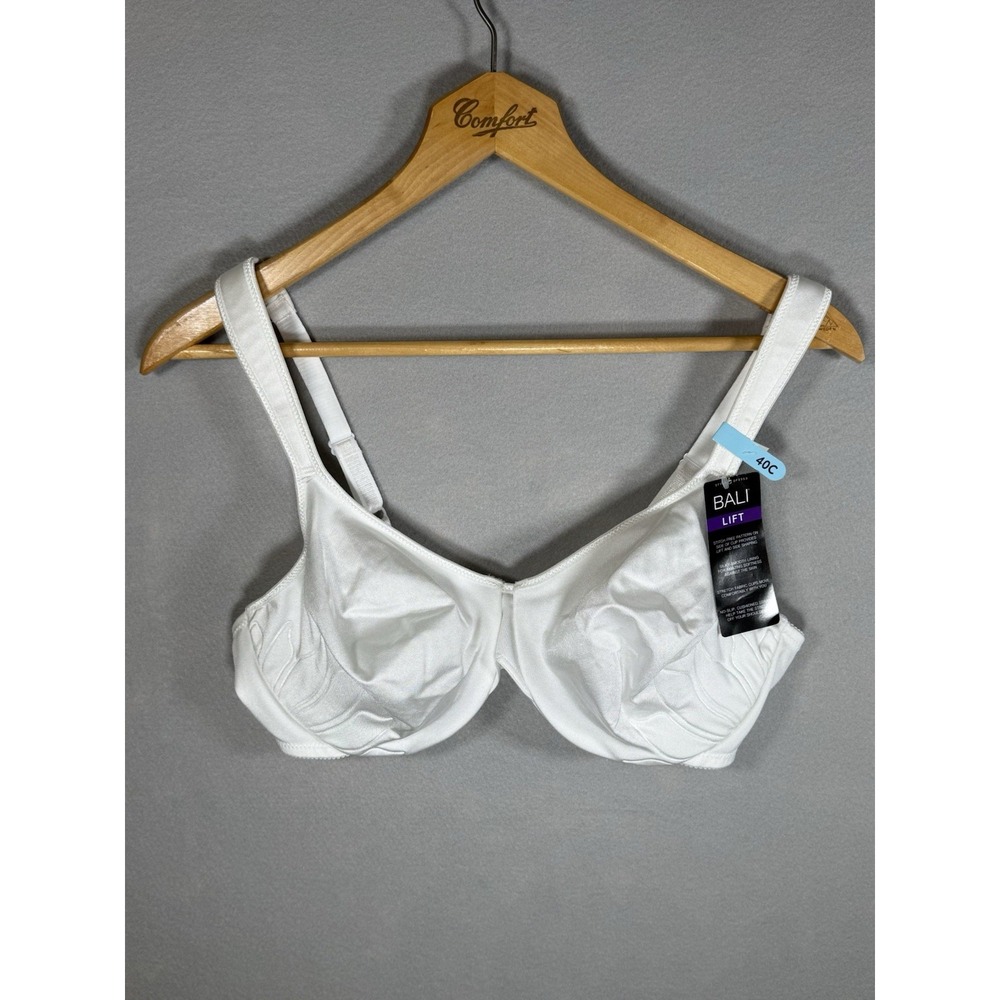 NEW Bali Live It Up Light Lift Side Shaping Bra 40C White DF3353 NWT
